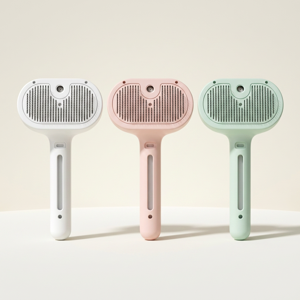 Sleekpaw mist pet comb available in white, pink and mint