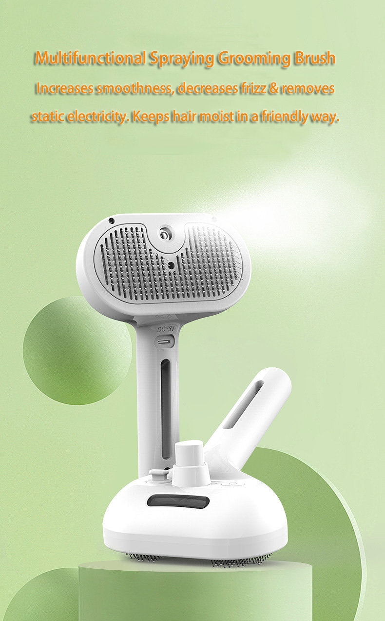 Pet Comb Self Cleaning Pets Hair Remover Brush For Dogs Grooming Tools Dematting Comb Built-in Mist Humidifier Pet Products