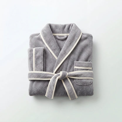 Sleekpaw Quick-Dry Dog Bathrobe in grey with cream trim, folded product view